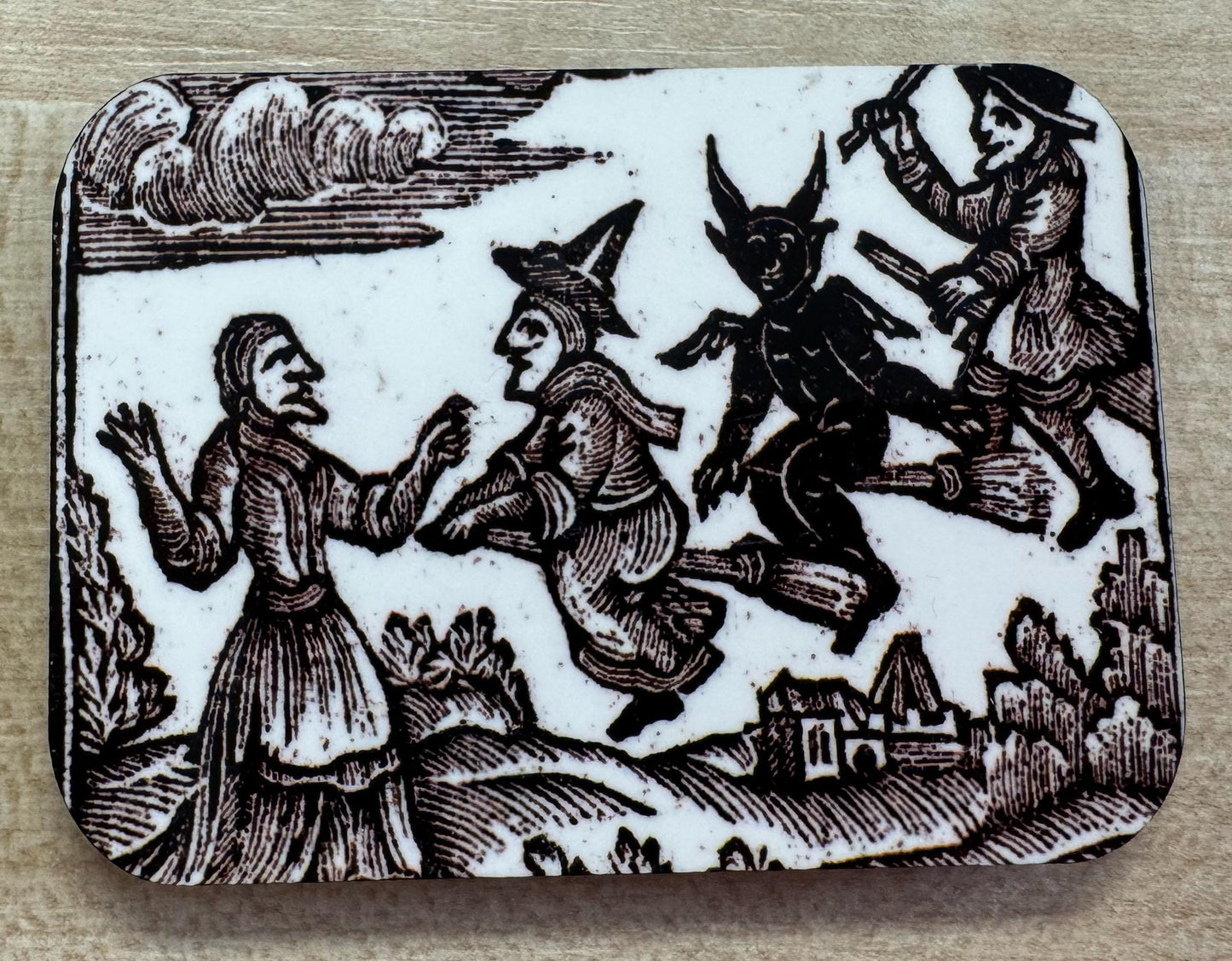 Woodcut Witch Fridge Magnets