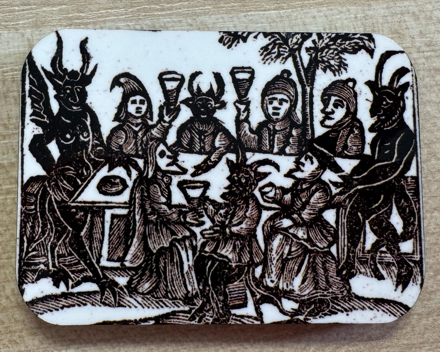 Woodcut Witch Fridge Magnets